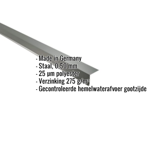 Dakgootprofiel 5x5 cm, Chroomoxydegroen, 0,50 mm staal, met ingebouwde specificaties