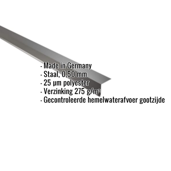 Dakgootprofiel Gitzwart RAL 9005, 0,50 mm staal, met ingebedde productdetails