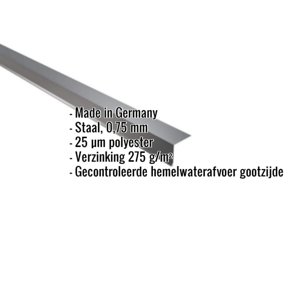 Dakgootprofiel antracietgrijs, 0,75 mm staal, met ingebedde productdetails