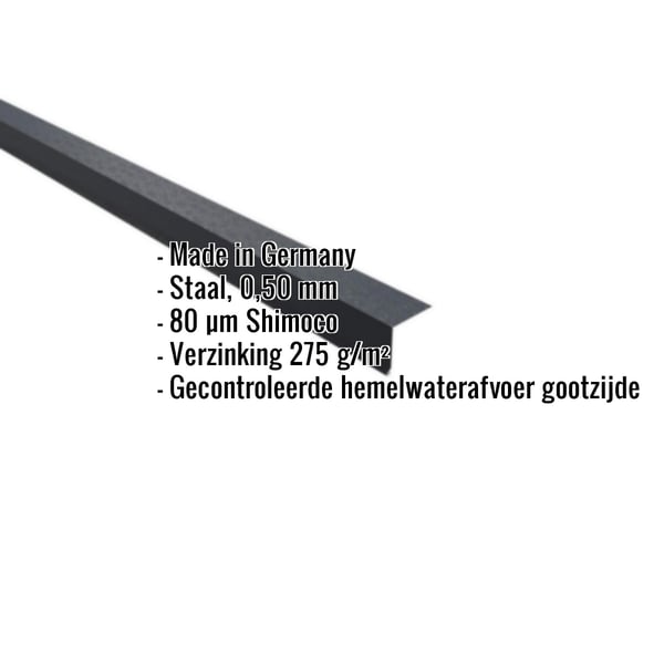Dakgootprofiel antracietgrijs 0,50 mm, Shimoco coating, met productgegevens