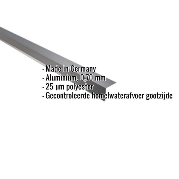 Dakgootprofiel aluminium antracietgrijs met ingebouwde gegevens: Made in Germany, 0,70 mm, 25 µm polyester