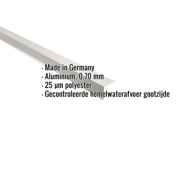 Dakgootprofiel aluminium Zilver-Metallic met ingebedde gegevens over materiaal en coating