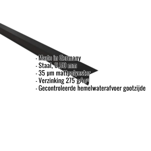 Dakgootprofiel 0,50 mm staal zwart matpolyester met ingebedde productdetails