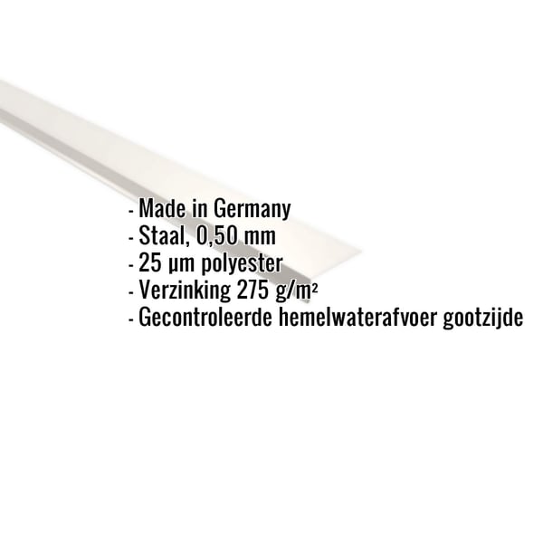 Dakrandprofiel Zuiverwit RAL 9010, 0,50 mm staal, met ingebouwde productgegevens