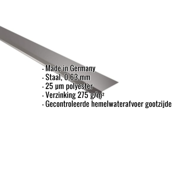 Dakgootprofiel staal 0,63 mm chocoladebruin met ingebedde productgegevens