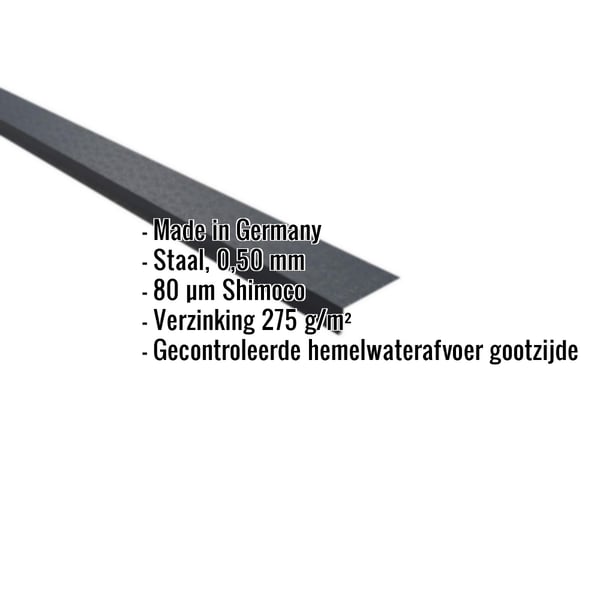 Dakgootprofiel antracietgrijs, 0,50 mm staal, Shimoco coating, met ingebedde specificaties