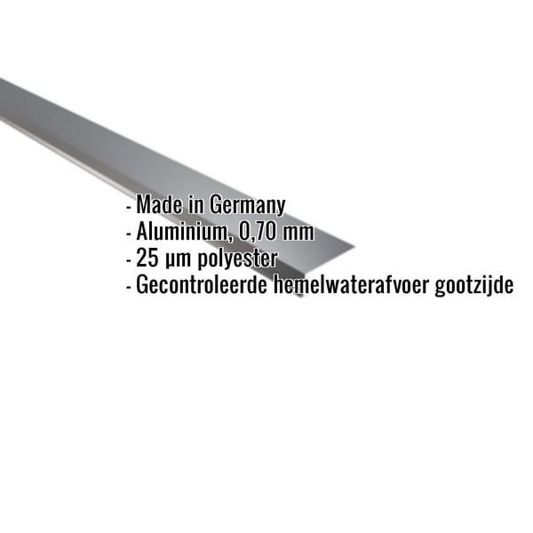 Dakgootprofiel aluminium 0,70 mm antracietgrijs met ingebedde productdetails en herkomstland