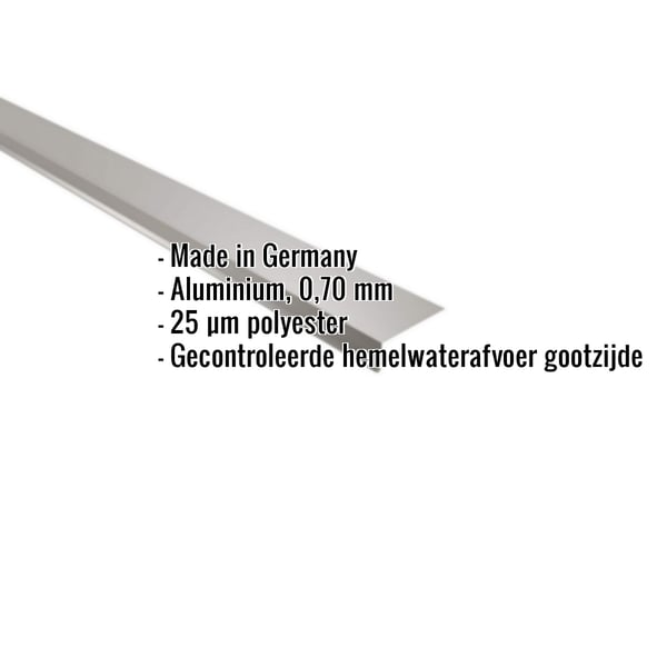 Dakgootprofiel aluminium RAL9007 met ingebouwde gegevens: Made in Germany, 0,70 mm, 25 µm polyester