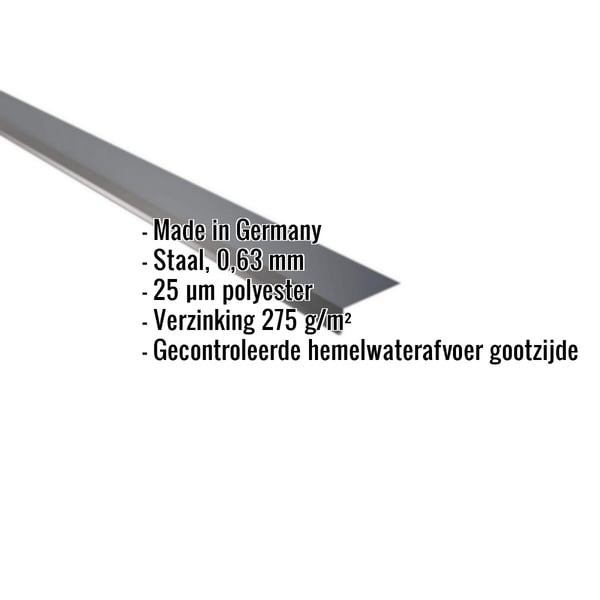 Dakgootprofiel antracietgrijs, 0,63 mm staal, met ingebedde specificaties