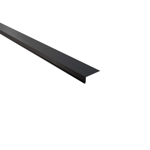 Dakgootprofiel 8x3 cm donkergrijs, 0,50 mm staal met 35 µm matpolyester coating, hoofdaanzicht schuin