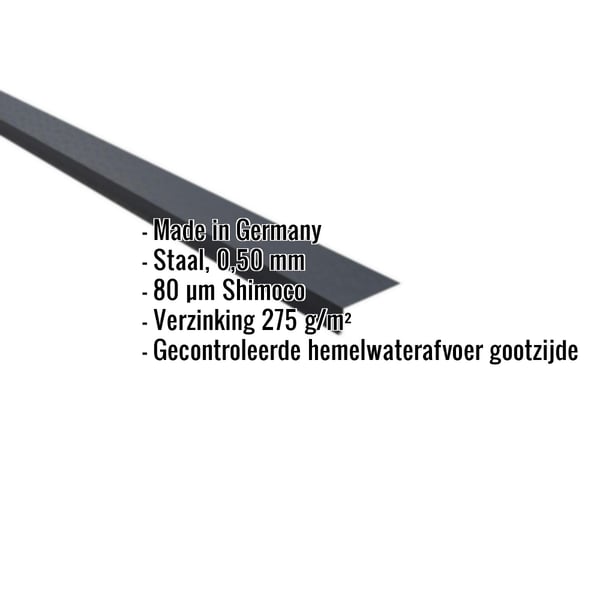 Dakgootprofiel antracietgrijs RAL 7016, 0,50 mm staal, met ingebouwde specificaties