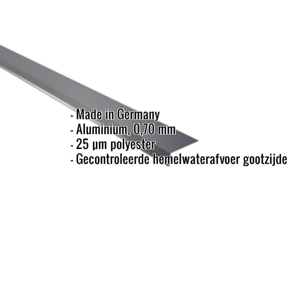 Dakgootprofiel aluminium antracietgrijs met ingebouwde gegevens over materiaal en coating