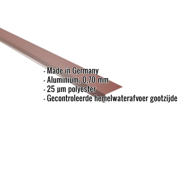 Dakgootprofiel aluminium Roodbruin RAL 8012 met ingebouwde gegevens: Made in Germany, 0,70 mm, 25 µm polyester