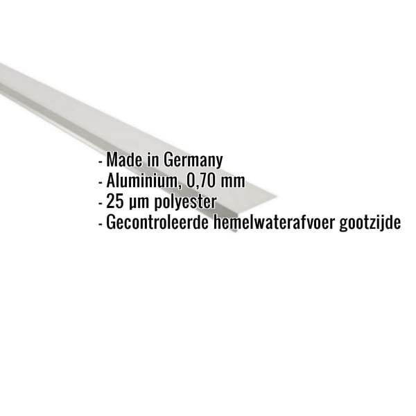Dakgootprofiel aluminium Zilver-Metallic, 0,70 mm, met ingebedde gegevens over materiaal en coating