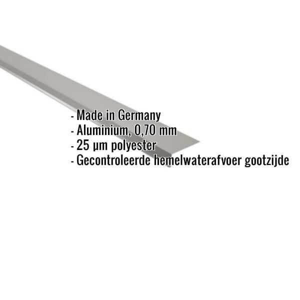 Dakgootprofiel van aluminium, 0,70 mm, grijs, met ingebedde specificaties