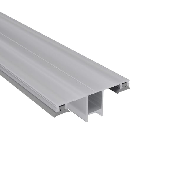 DUO middenprofiel van blank aluminium, 10 mm, met H-vormige doorsnede en zijdelingse klemstrips
