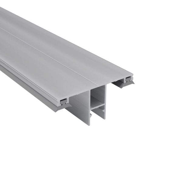 Aluminium middenprofiel DUO 16 mm, blank, bovenaanzicht met zijdelingse klemribben