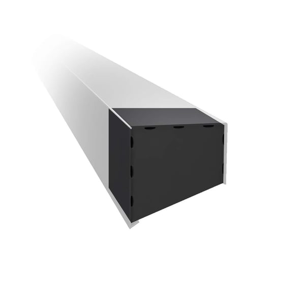 Eindkap CUBE aluminium antracietgrijs RAL 7016, op een wit doosprofiel geplaatst