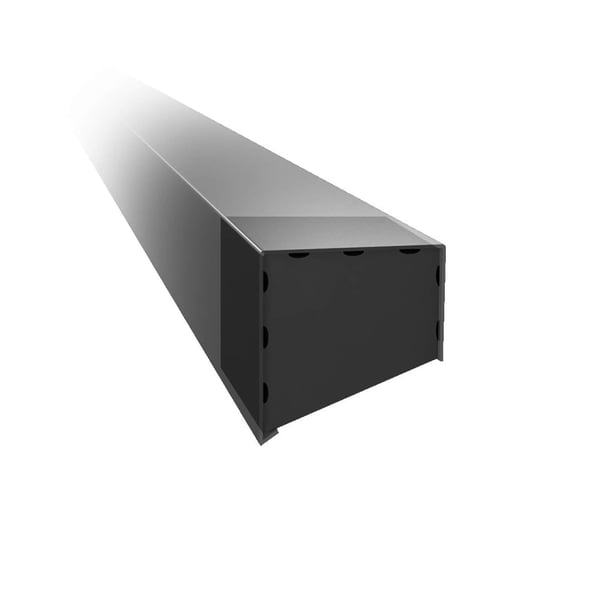 Eindkap CUBE aluminium antracietgrijs RAL 7016, gemonteerd op een grijs doosprofiel