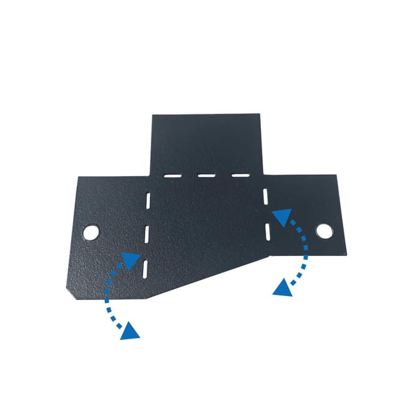 Eindkap CUBE aluminium antracietgrijs RAL 7016, plat uitgespreid met vouwlijnen en pijlen