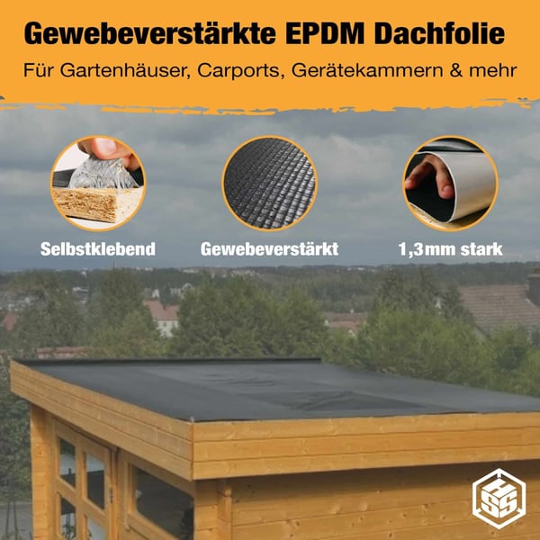 EPDM dakfolie Easystick | Zwart | 1,30 mm | Lengte 5,00 m x Breedte 0,50 m