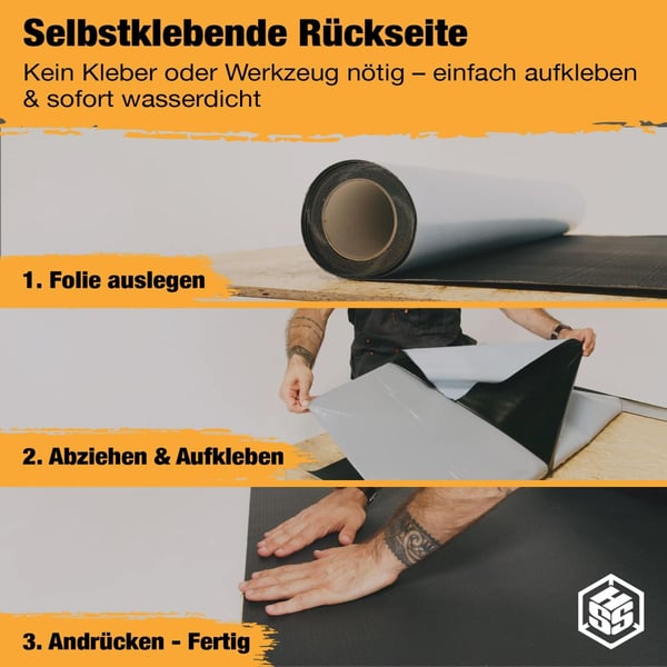 EPDM dakfolie Easystick | Zwart | 1,30 mm | Lengte 5,00 m x Breedte 0,50 m