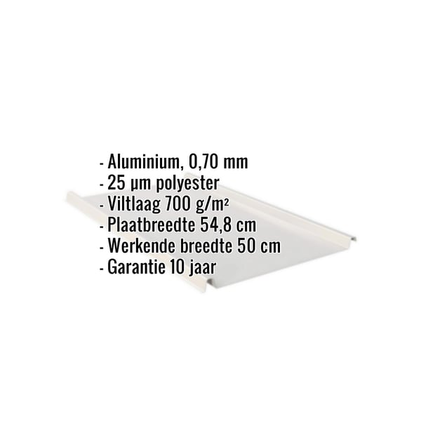 Staande felsplaat 33/500-LE, aluminium 0,70 mm, Zilver-Metallic, met ingebedde specificaties