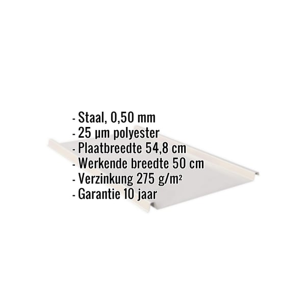 Staande felsplaat 33/500-LE, Lichtgrijs RAL 7035, met ingebouwde gegevens over materiaal, dikte en coating