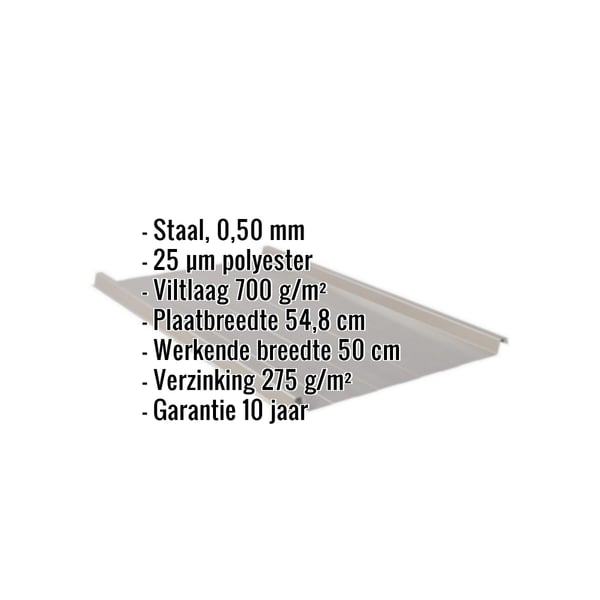 Felsplaat 33/500-LR, grijs, met ingebedde specificaties voor materiaal, dikte en coating