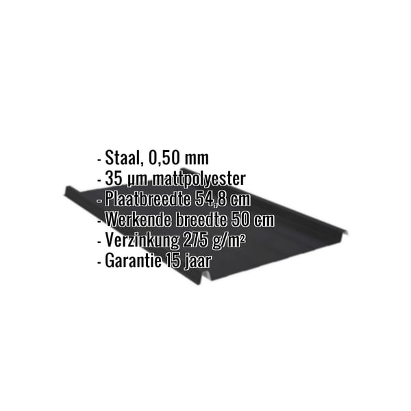 Felsplaat 33/500-LR, zwart, met ingebedde gegevens over materiaal, coating en garantie