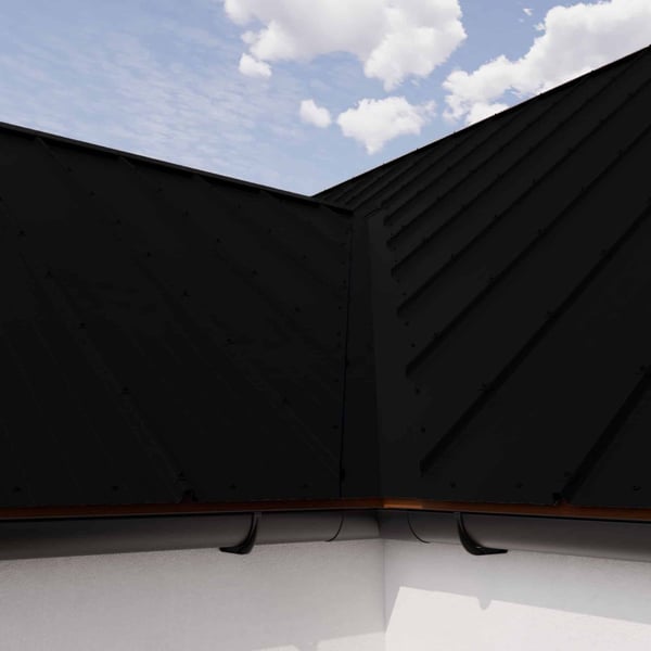 Detailweergave van de felsplaat 33/500-LR Gitzwart op een dakhoek