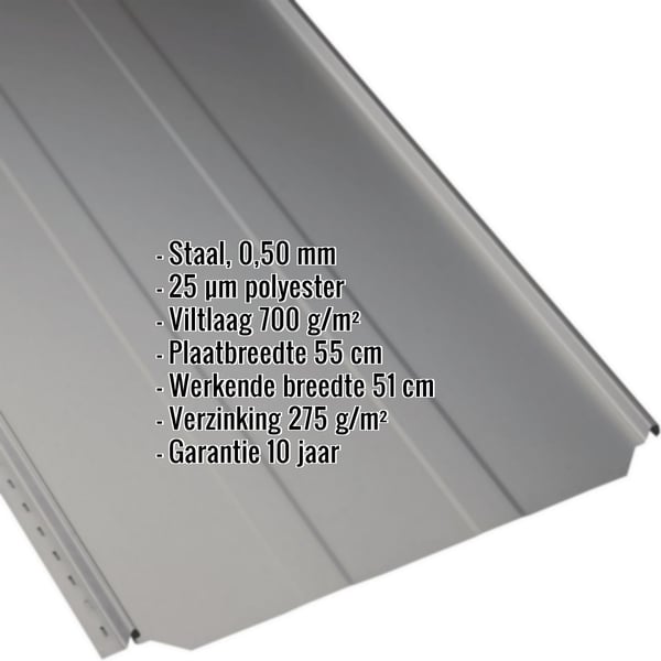 Staande felsplaat PD-510-S, grijs aluminiumkleurig, met ingebedde technische gegevens