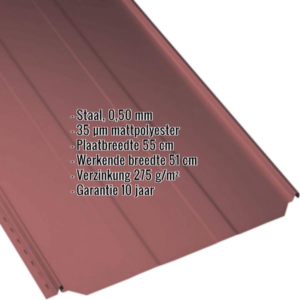 Felsplaat PD-510-S kersrood, 0,50 mm, met ingebedde productgegevens