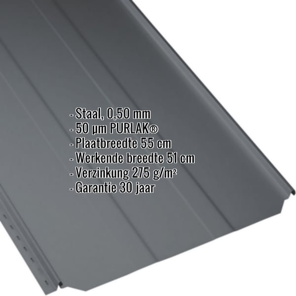 Felsplaat PD-510-S damwandplaat Antracietgrijs, 0,50 mm, met ingebedde specificaties
