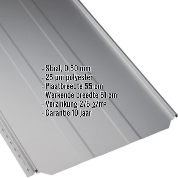 Staande naadplaat PD-510-S trapezium Zilver-Metallic, 0,50 mm dikte, met productgegevens