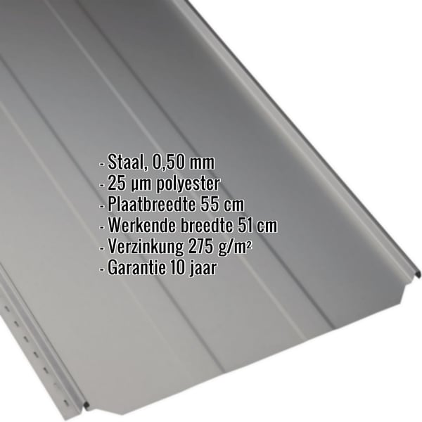 Staande felsplaat PD-510-S trapezium, grijs aluminiumkleurig, met ingeblazen technische gegevens