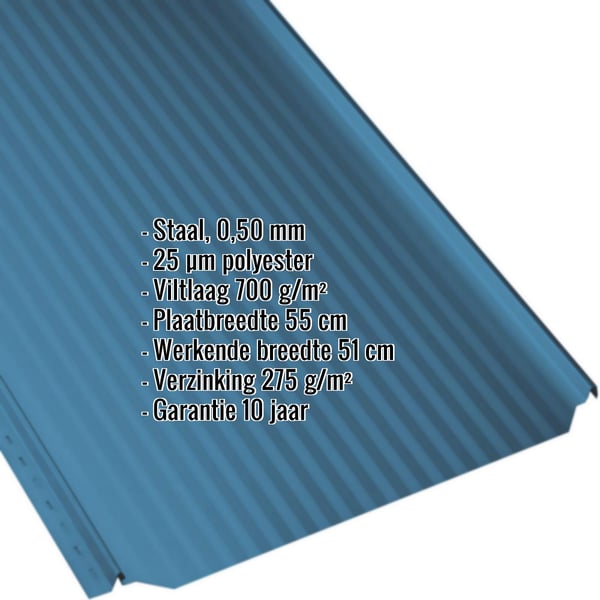 Felsplaat PD-510-S Micro in Gentiaanblauw, 0,50 mm, met ingebedde technische gegevens