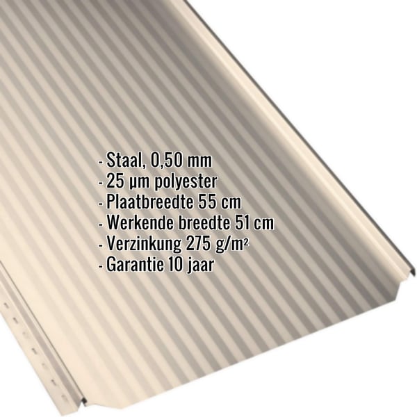 Felsplaat PD-510-S Micro, licht ivoorkleurig, met ingebedde gegevens over materiaal, dikte en coating