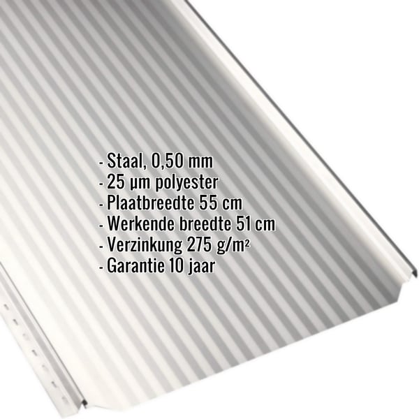 Felsplaat PD-510-S Micro Zuiverwit, 0,50 mm staal met 25 µm polyestercoating, kerngegevens weergegeven