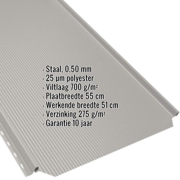 Felsplaat PD-510-S in Grijswit (RAL 9002) met ingebedde productgegevens