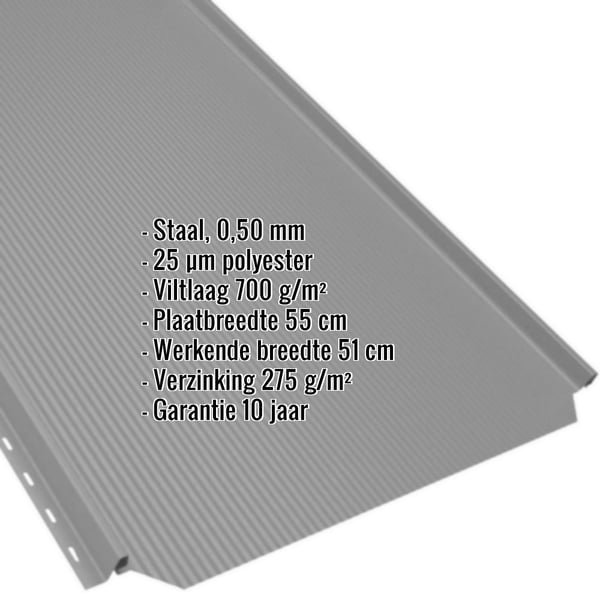 Felsdakpan PD-510-S Zilver-Metallic, 0,50 mm staal, met ingebedde productgegevens