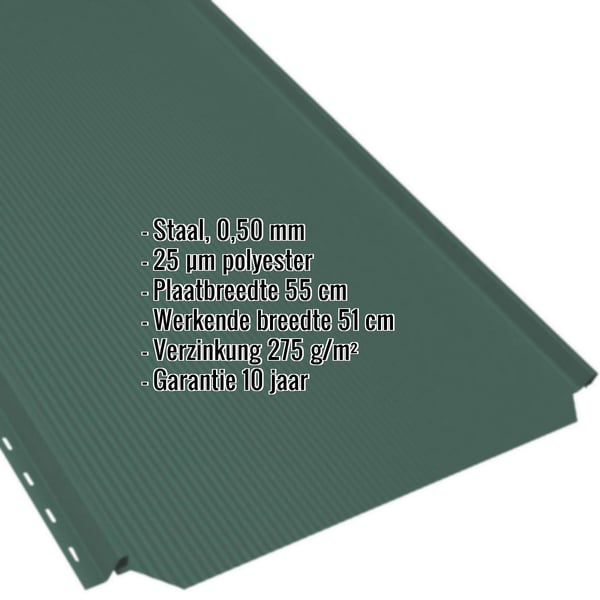Felsplaat PD-510-S in mosgroen, 0,50 mm, met ingebedde productgegevens