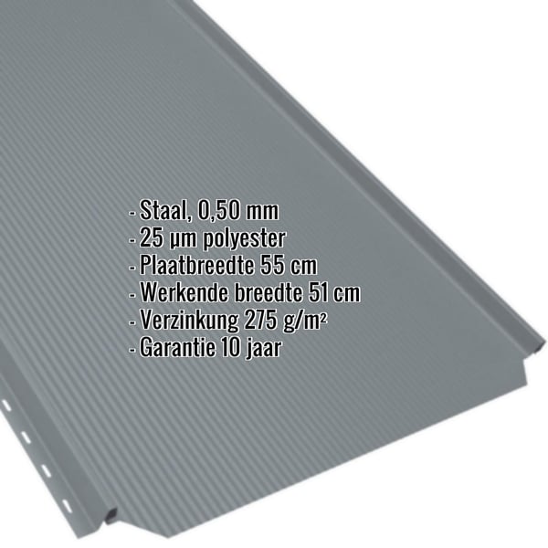 Felsplaat PD-510-S Pelsgrijs, 0,50 mm staal, met ingebedde productgegevens