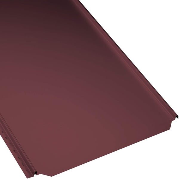 Staande felsplaat PD-510-S Vlak, Wijnrood (RAL 3005), 0,50 mm, bovenaanzicht schuin