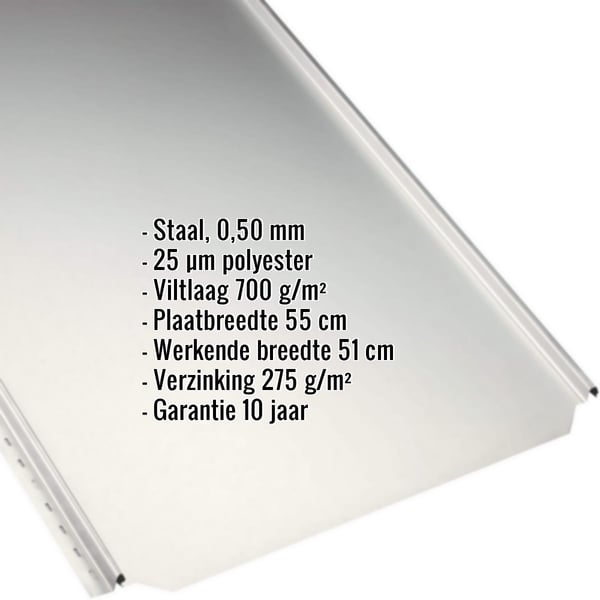Felsplaat PD-510-S Vlak in Grijswit, 0,50 mm, met ingebedde productgegevens