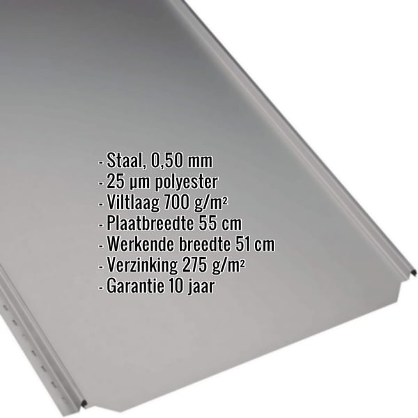 Felsplaat PD-510-S vlak, grijs aluminiumkleurig, 0,50 mm, met ingebedde productgegevens