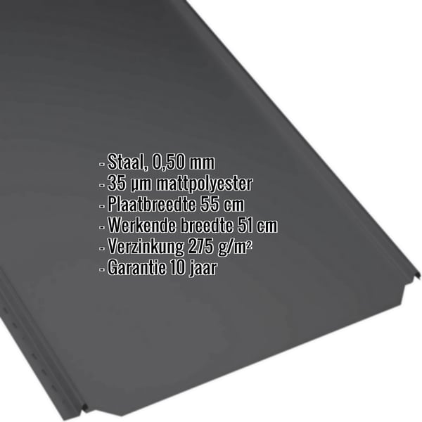 Felsplaat PD-510-S Vlak Gitzwart, 0,50 mm staal, met ingebedde technische gegevens
