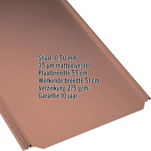 Felsplaat PD-510-S Vlak Terracotta, 0,50 mm, met ingebedde technische gegevens