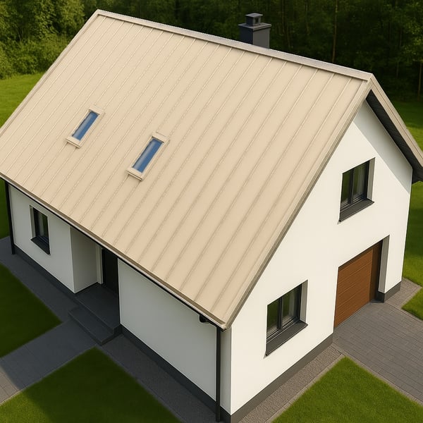 Felsplaten PD-510-S Vlak, Licht ivoorkleurig, op een nieuwbouw van bovenaf