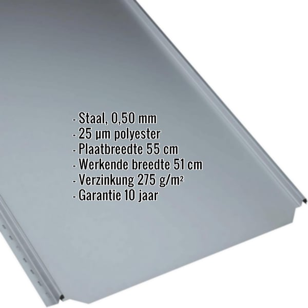 Staande felsplaat PD-510-S Vlak, Pelsgrijs RAL 7000, met ingebedde productgegevens